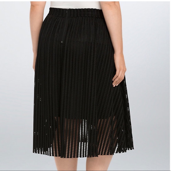 MESH STRIPE A-LINE MIDI SKIRT - Picture 2 of 3